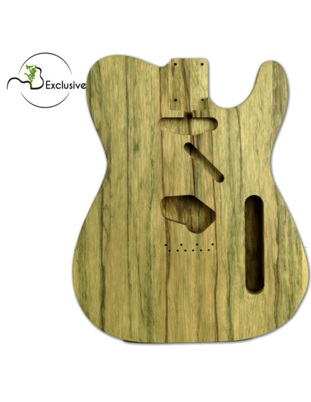 Cuerpo tipo Telecaster en Black Limba, vista frontal — Maderas Barber