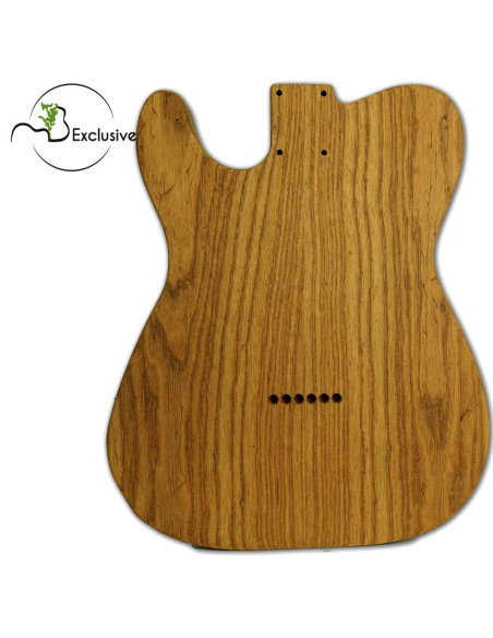 Cuerpo tipo Telecaster en Fresno torrefactado, vista trasera — Maderas Barber