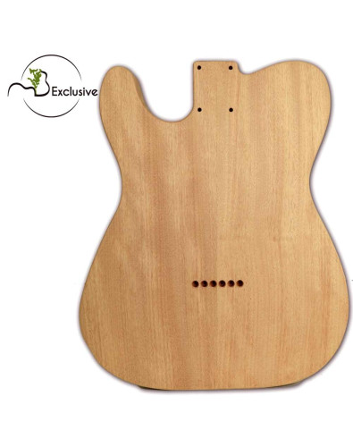 Telecaster style body in Okoume FSC, front view — Maderas Barber 2
