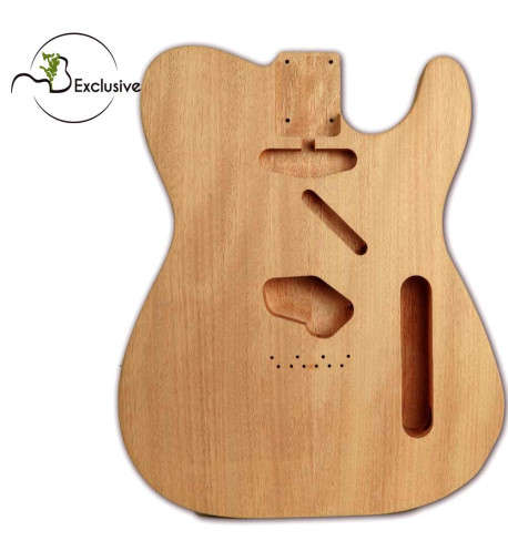 Cuerpo tipo Telecaster en Okume FSC, vista frontal — Maderas Barber