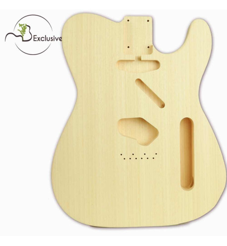 Cuerpo tipo Telecaster en Ayous, vista frontal — Maderas Barber