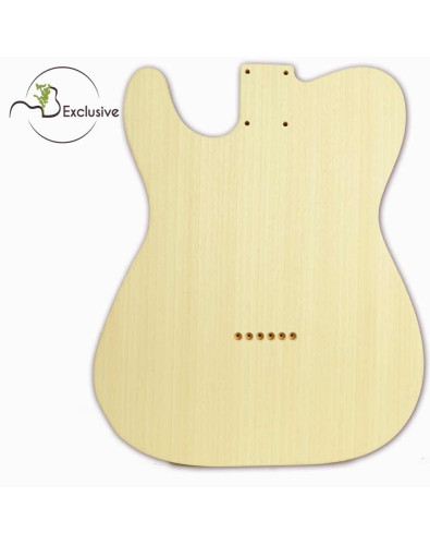 Telecaster style body in Ayous, front view — Maderas Barber 2