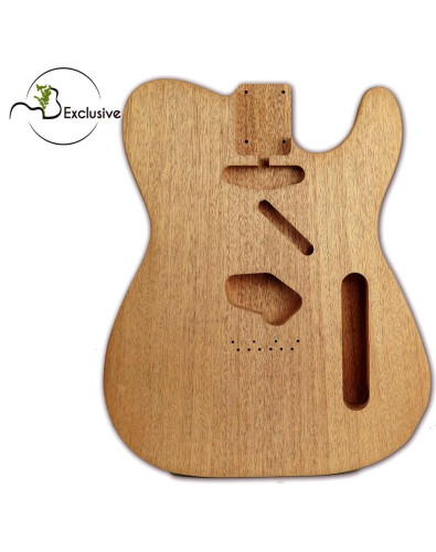 Telecaster style body in African Mahogany, front view — Maderas Barber