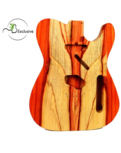 Telecaster style body in Padauk Bariolé, front view — Maderas Barber