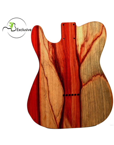Telecaster style body in Padauk Bariolé, front view — Maderas Barber 2