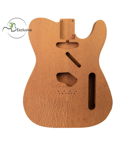Telecaster style body in Brazilian Lacewood, front view — Maderas Barber
