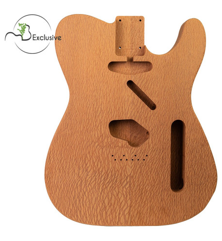 Cuerpo tipo Telecaster en Brazilian Lacewood, vista frontal — Maderas Barber