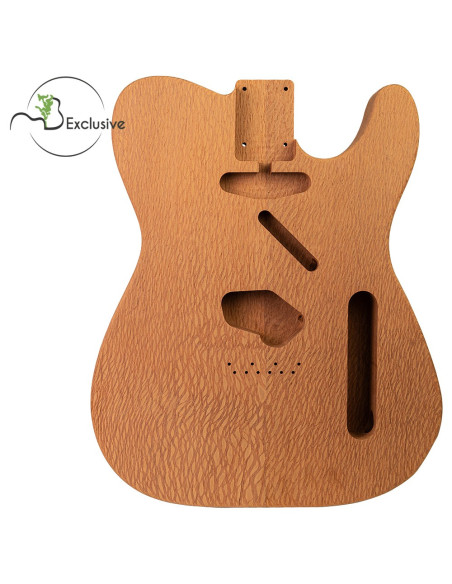 Cuerpo tipo Telecaster en Brazilian Lacewood, vista frontal — Maderas Barber