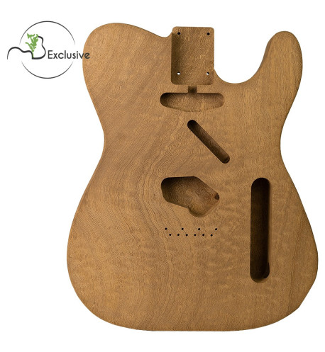 Cuerpo tipo Telecaster en Sapele, vista frontal — Maderas Barber