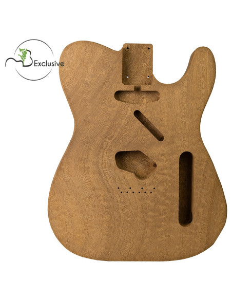 Cuerpo tipo Telecaster en Sapele, vista frontal — Maderas Barber