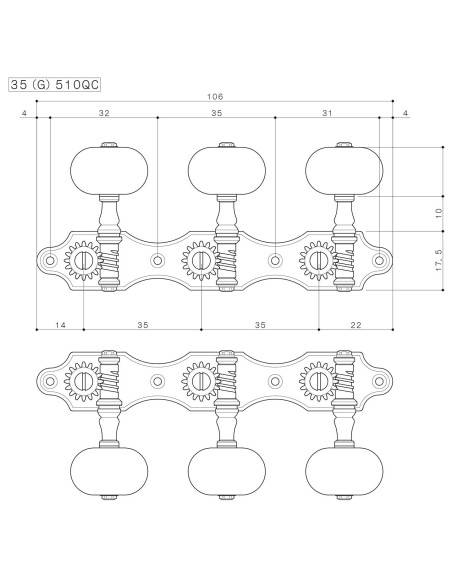 Clavijero Gotoh Guitarra Clásica Oro Mate 35AR510QC/EN-MTG