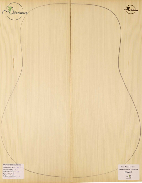 Table Épicéa Européen Nº 000013 Guitare Classique/Acoustique MB Exclusive