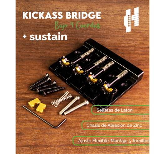 4 String KickAss™ Bass Bridge Black Hipshot