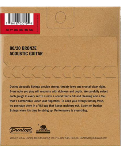 Juego Cuerdas Dunlop 80/20 Bronze Medium 13-56 acústica 2