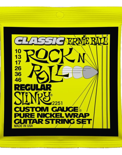 Juego de Cuerdas Ernie Ball Guitarra Eléctrica Pure Nickel Slinky Rock and Roll 10-46