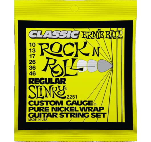 Juego de Cuerdas Ernie Ball Guitarra Eléctrica Pure Nickel Slinky Rock and Roll 10-46