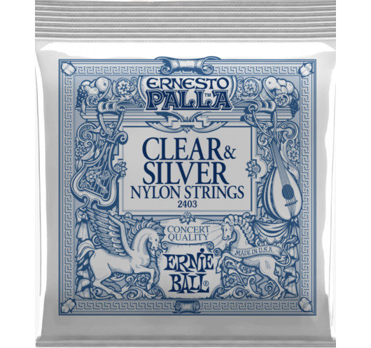 Juego de Cuerdas Ernie Ball Guitarra Clásica Ernesto Palla Clear & Silver