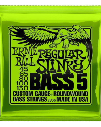 Juego de 5 Cuerdas Ernie Ball Bajo Eléctrico Slinky Regular 45-130