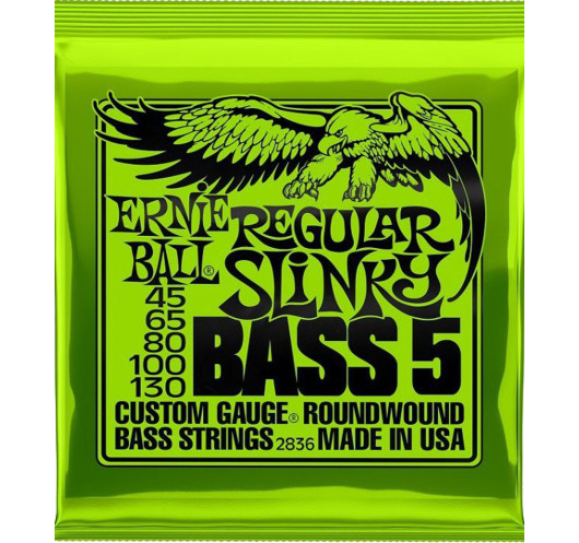 Juego de 5 Cuerdas Ernie Ball Bajo Eléctrico Slinky Regular 45-130