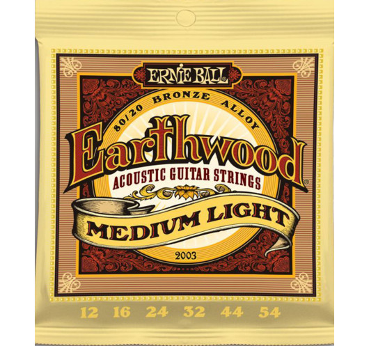 Juego de Cuerdas Ernie Ball Guitarra Acústica Earthwood Medium Light 12-54