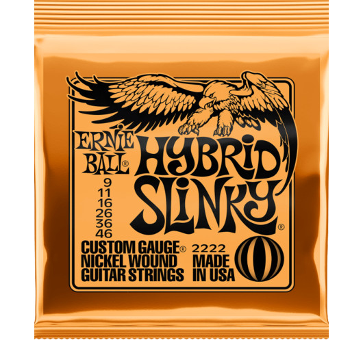 Juego de Cuerdas Ernie Ball Guitarra Eléctrica Slinky Hybrid 9-46