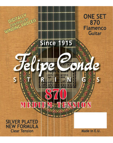 Juego Cuerdas Guitarra Flamenca Felipe Conde Tensión Media 870