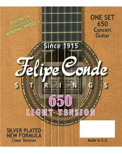 Juego Cuerdas Guitarra Clásica Felipe Conde Tensión Suave 650