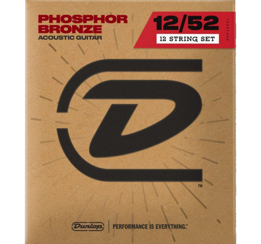 Juego Cuerdas Dunlop Phosphor Bronze 92/8 Medium 12-52 acústica 12 cuerdas