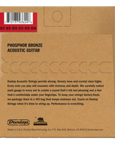 Juego Cuerdas Dunlop Phosphor Bronze 92/8 Medium 12-52 acústica 12 cuerdas 2