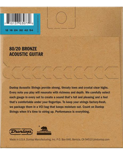 Juego Cuerdas Dunlop 80/20 Bronze Light 12-54 acústica 2