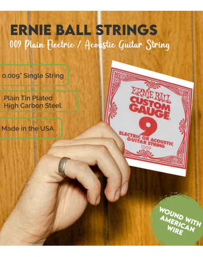 Cuerda Ernie Ball Guitarra Eléctrica / Acústica Plana 009 2