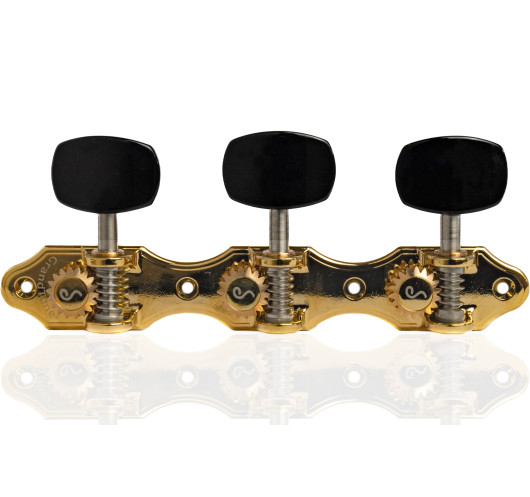 Schaller GrandTune Classic Hauser Gold Machine Head with Black Button and Black Deluxe Post