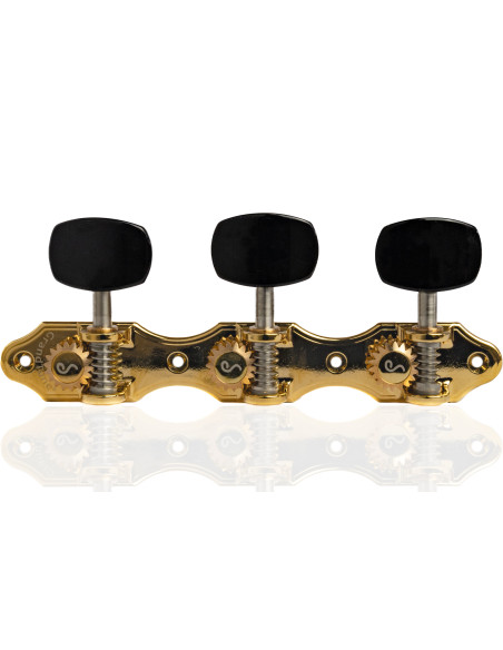 Schaller GrandTune Classic Hauser Gold Machine Head with Black Button and Black Deluxe Post