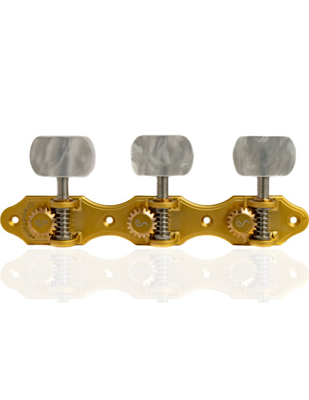 Schaller GrandTune Classic Hauser Satin Gold Machine Head with White Button and White Post