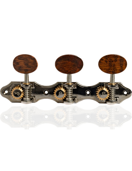 Schaller GrandTune Classic Hauser Ruthenium Machine Head with Snakewood Button and White Post