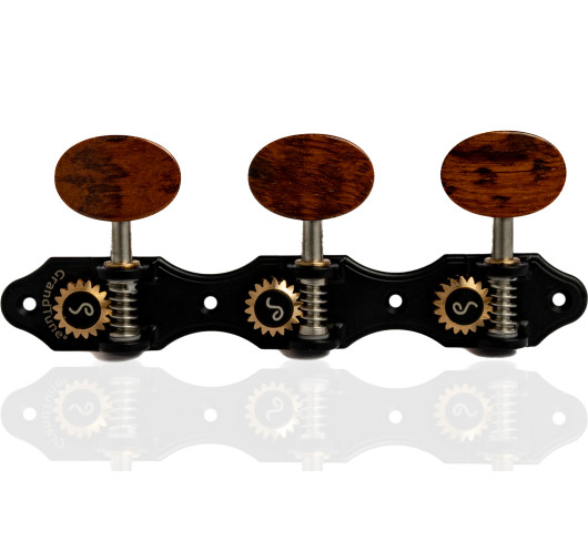 Schaller GrandTune Classic Hauser Satin Black Machine Head with Snakewood Button and White Post