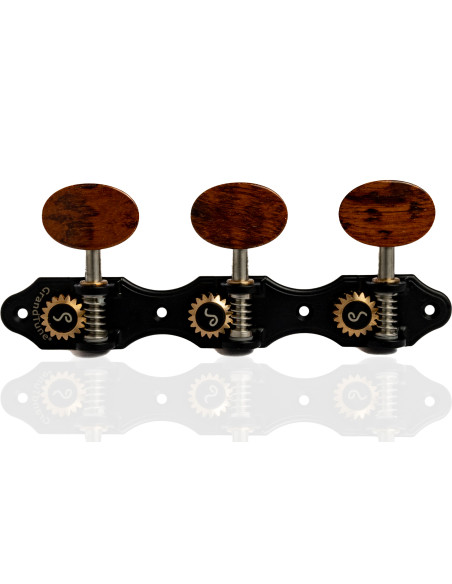 Schaller GrandTune Classic Hauser Satin Black Machine Head with Snakewood Button and White Post