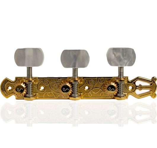 Schaller GrandTune Classic Lyra Satin Gold Machine Head with White Button and White Post