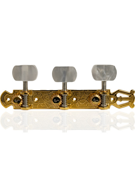 Schaller GrandTune Classic Lyra Satin Gold Machine Head with White Button and White Post