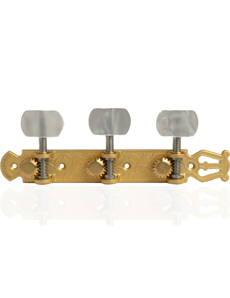 Schaller GrandTune Classic Lyra Satin Gold Machine Head with White Button and White Deluxe Post