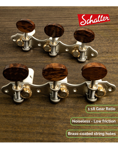 Mécanique Schaller GrandTune Classic Hauser Satin Perle avec Bouton Blanc et Tige Blanc 2