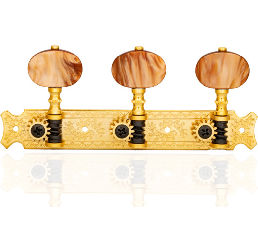 Gotoh Classical Guitar Machine Head Gold with Copper Knob and White Post 35G620/2R-GG