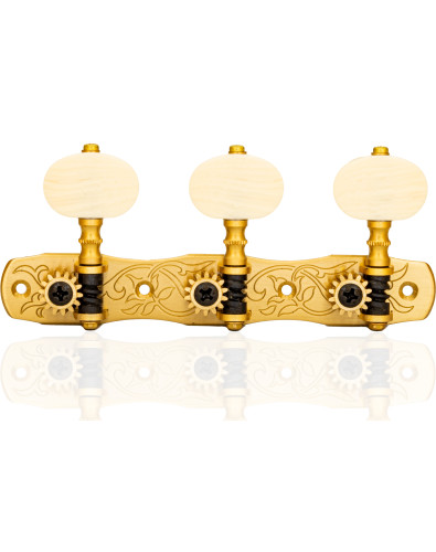 Gotoh Mécanique Guitare Classique Laiton avec Boutons Couleur Ivoire et Tige Blanche 35G1800/2M-SB