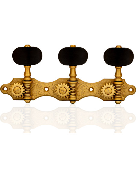 Gotoh Machine Head Classical Guitar Matte Gold with Ebony Knobs and Black Post 35ARB51QC/EN