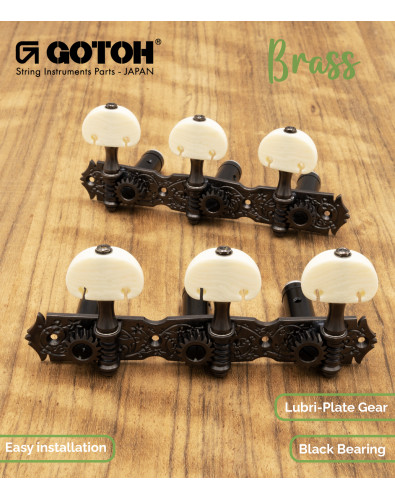 Clavijero Gotoh Guitarra Clásica X-Cosmo con Palometa Color Marfil y Poste Aluminio Negro 35ARB510MF/KM-XCK 2