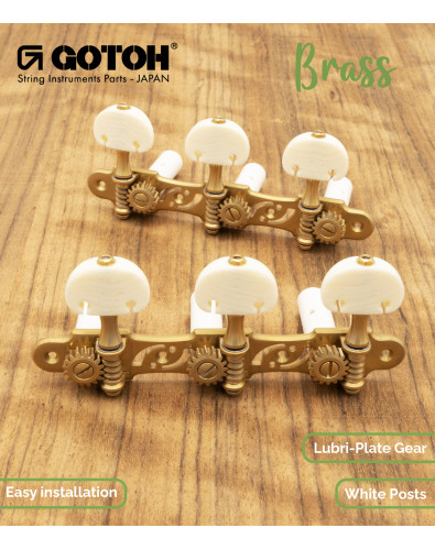 Gotoh Mécanique Guitare Classique Or Mat avec Boutons Couleur Ivoire et Tige Blanche 35G510S/KM-XG 2