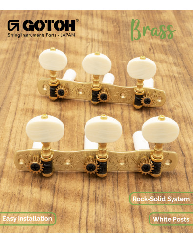 Clavijero Gotoh Guitarra Clásica Latón con Palometa Color Marfil y Poste Blanco 35G1800/2M-SB 2