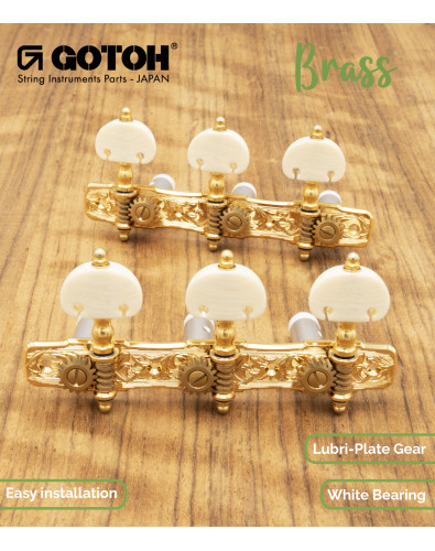 Gotoh Machine Head Classical Guitar X-Gold with Ivory Coloured Knobs and Aluminum Post 35AR510C/KM-GG 2