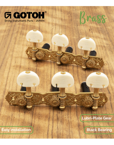 Gotoh Mécanique Guitare Classique Or Mat avec Boutons Couleur Ivoire et Tige Aluminum Noir 35ARB510MF/KM-XG 2