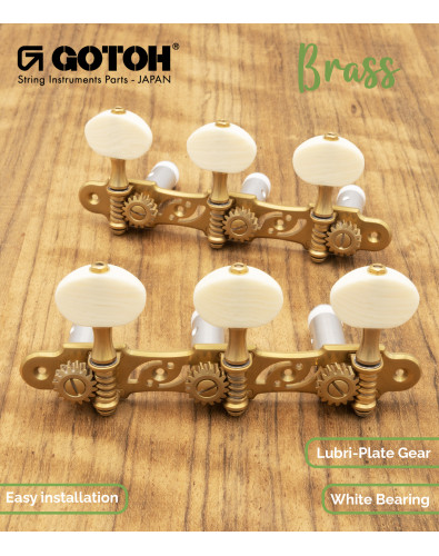 Gotoh Machine Head Classical Guitar X-Gold with Ivory Coloured Knobs and Aluminum Post 35AR510S/P-XG 2